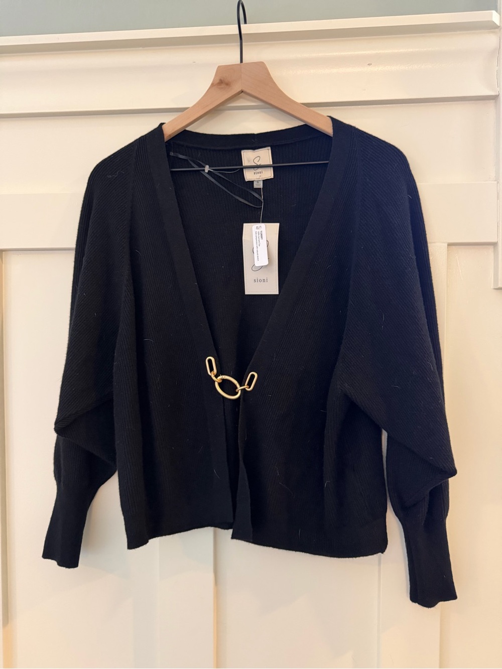 Sioni Black Cardigan with Gold Buckle